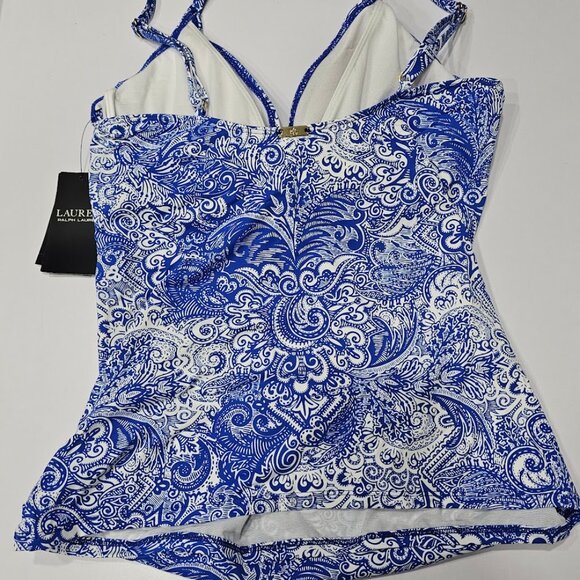 Lauren Ralph Lauren Paisley Twist Front Underwire Tankini Swim Top - Picture 6 of 7